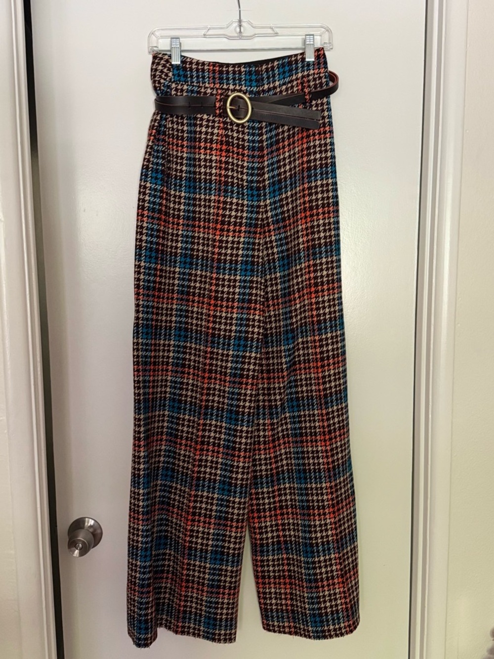 Dorothee Schumacher High-Waisted Plaid Wide-Leg Trousers w/ Belt - Picture 2 of 13
